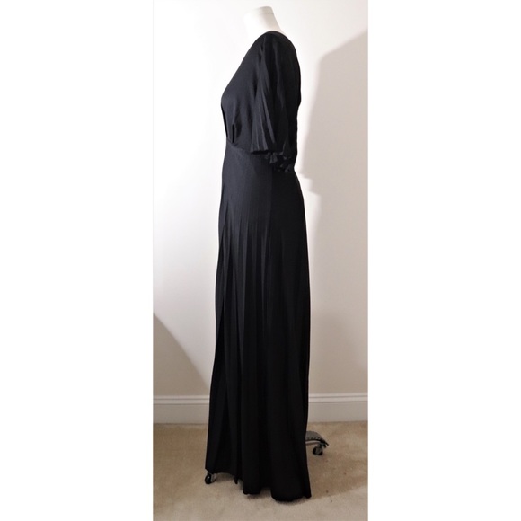🆕 ASOS black pleated long evening gown, Sz 16 - Picture 3 of 6